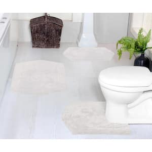 HOME WEAVERS INC Radiant Collection 100% Cotton Bath Rugs Set, 3-Pcs Set  with Contour, Ivory BRA3PC172120IV - The Home Depot