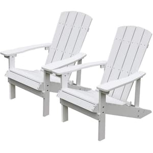 Patio Hips Plastic Adirondack Chair Lounger, Weather Resistant, for Lawn Balcony Deck in White (2-Pack)