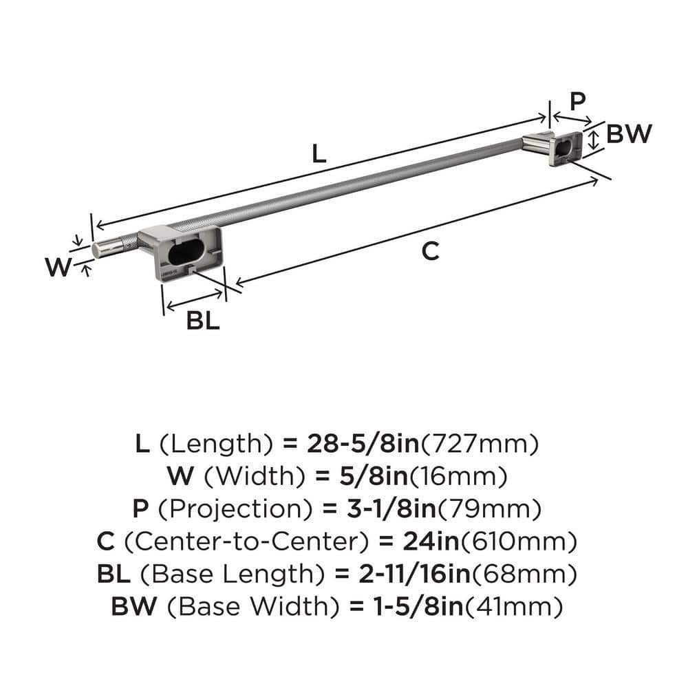 Polished Nickel Stainless Steel 24-Inch Wall Mounted Towel Bar