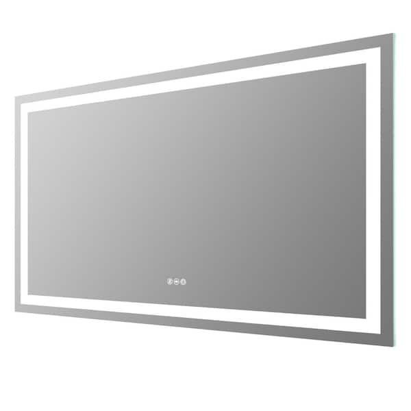 BWE 60 in. W x 36 in. H Rectangular Frameless LED Light Anti-Fog Wall Bathroom Vanity Mirror Super Bright