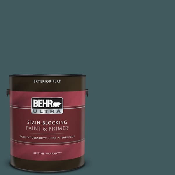 BEHR ULTRA 1 gal. #510F-7 Teal Forest Flat Exterior Paint & Primer