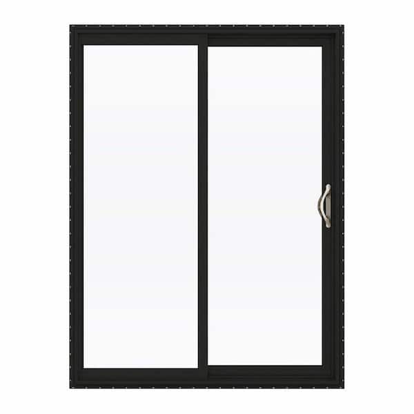 60 in. x 80 in. V-2500 Series Bronze FiniShield Vinyl Right-Hand Full Lite Sliding Patio Door w/White Interior