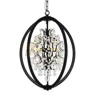 Wesley II 4-Light Black Crystal Chandelier