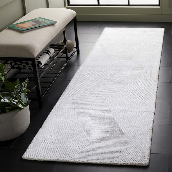Textural 2 ft. x 8 ft. Beige Monochrome Geometric Runner Rug