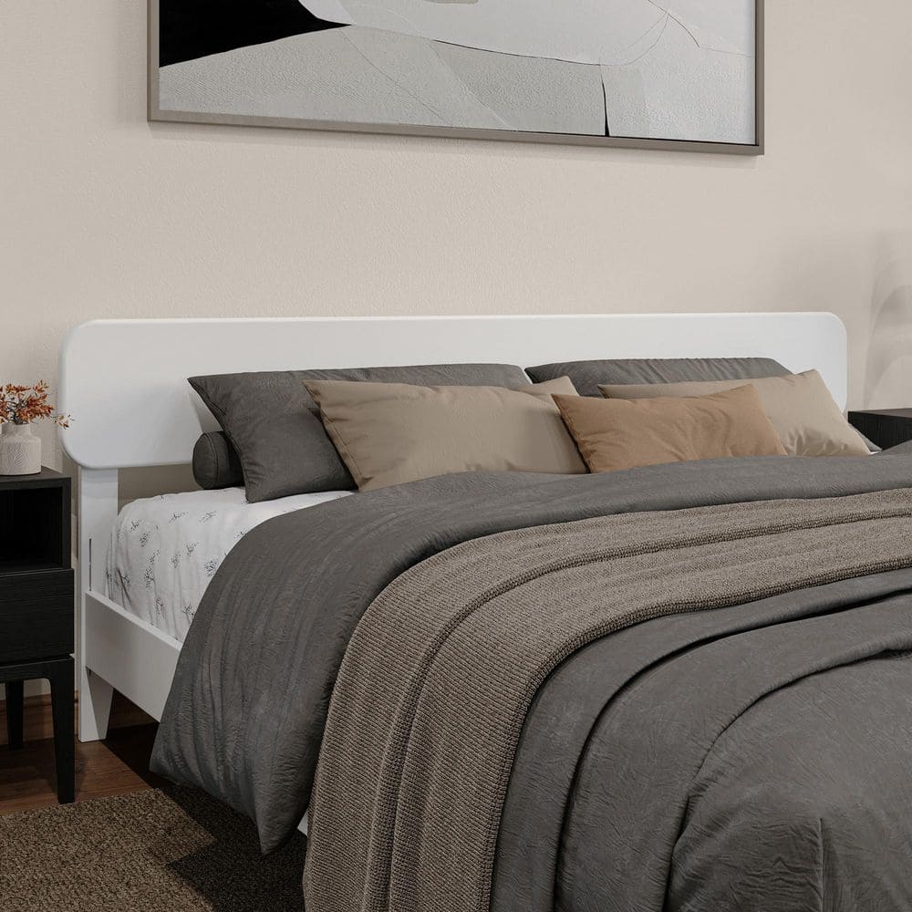 Florence White King Solid Wood Low Profile Platform Bed