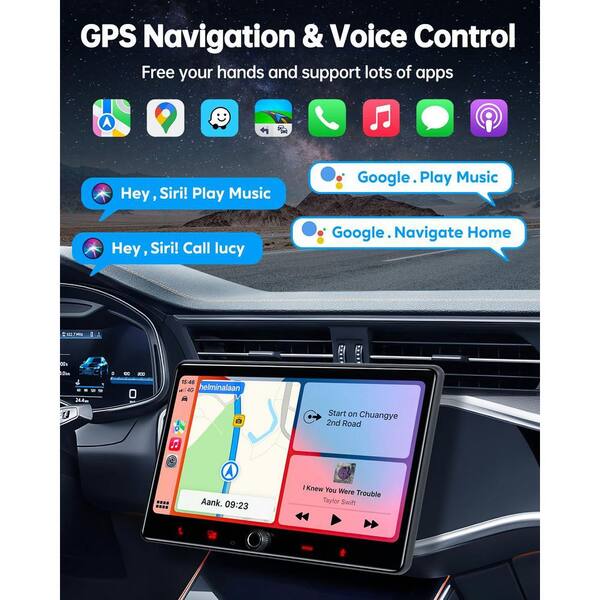 Podofo 10.1" Carplay Stereo – Single 1Din Rotatable Touch Screen – Bluetooth MP5 Radio