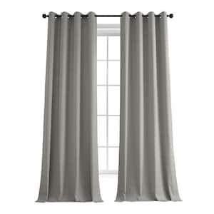 Pewter Gray Lounge Embossed Grommet Velvet Curtains 50 in. W x 108 in. L Room Darkening Curtain (Single Panel)