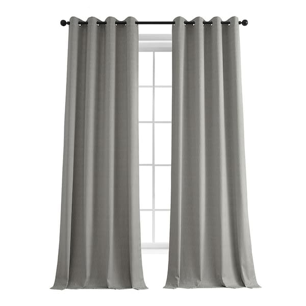 Pewter Gray Lounge Embossed Grommet Velvet Curtains 50 in. W x 84 in. L Room Darkening Curtain (Single Panel)