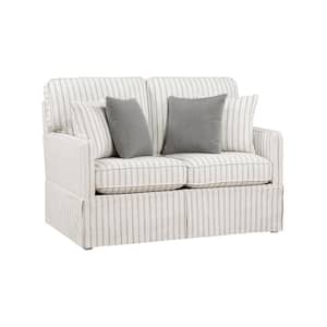 Andora 55.5 in. W White and Gray Stripe Textured Fabric Loveseat
