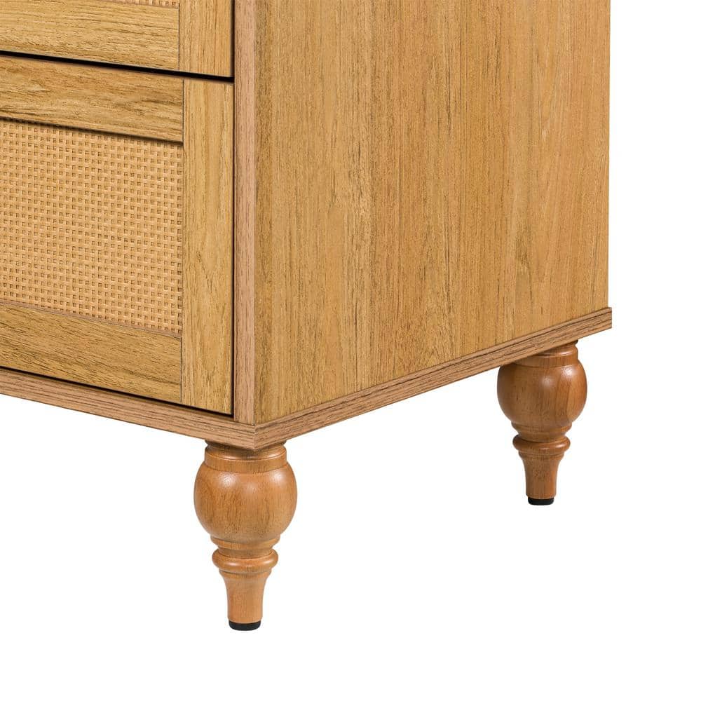 Sango Newcomb Rattan-Brown 2-Drawer Nightstand