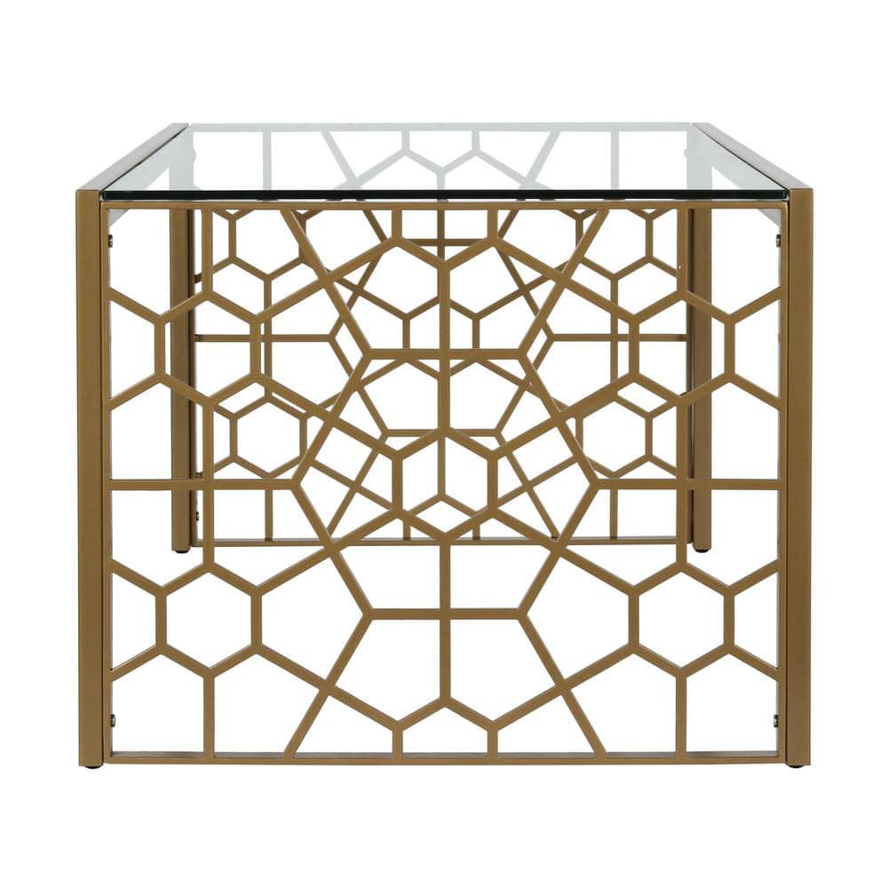 Juliette Brass-Finished Metal & Tempered Glass Rectangular Coffee Table