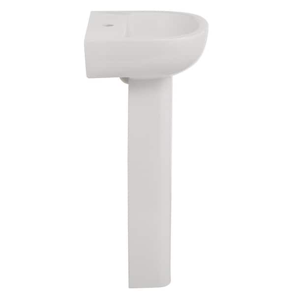 Barclay Products Compact 450 18 in. Pedestal Combo Bathroom Sink with 1 Faucet Hole in White
