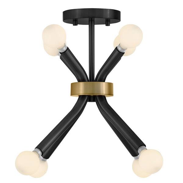 【M3153-81-55】スポットライト 6灯　電球付き　ブラック LARK Axton 8-Light Black Pendant Light 83853BK - The Home Depot
