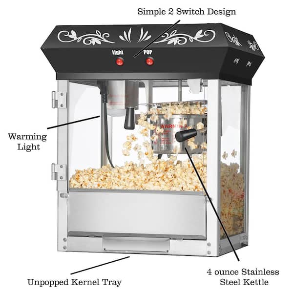 Great Northern 4 oz. Blue Big Bambino Popcorn Machine with 12 All-in-One Popcorn Packs