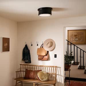 Serca 14.25 in. 2-Light Black Traditional Hallway Flush Mount Ceiling Light