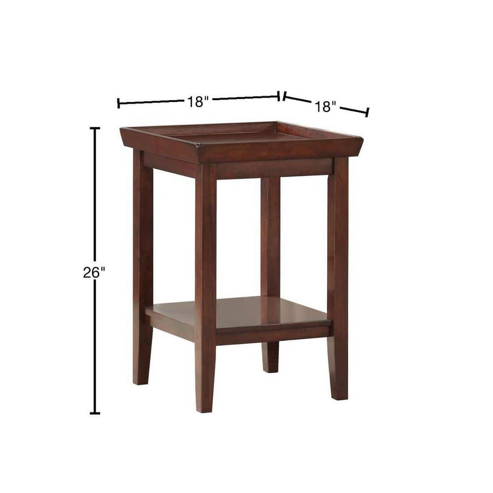 Ledgewood Espresso Solid Rubberwood 18" Square End Table