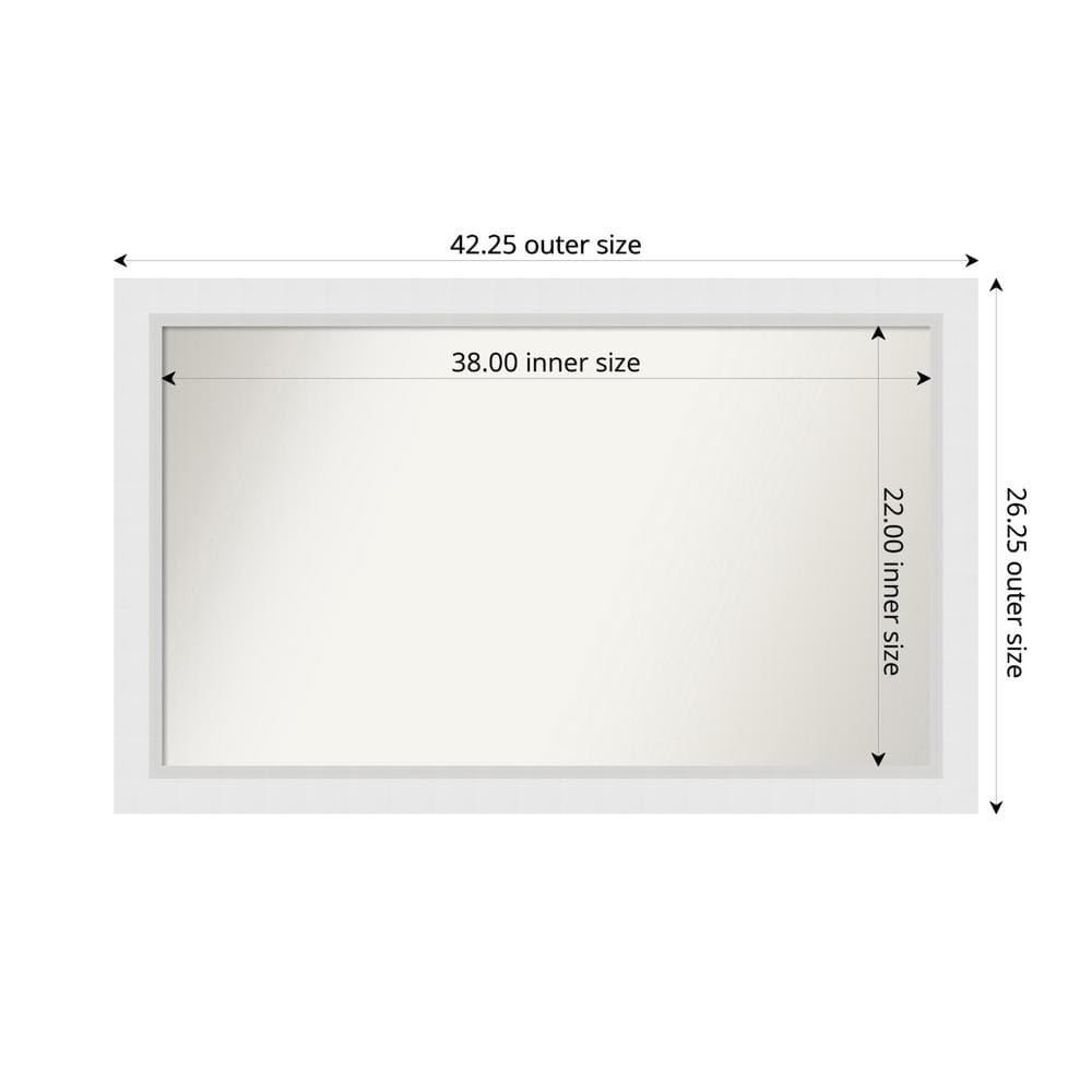 Blanco White 42.25 in. x 26.25 in. Custom Non-Beveled Wood Framed Bathroom 