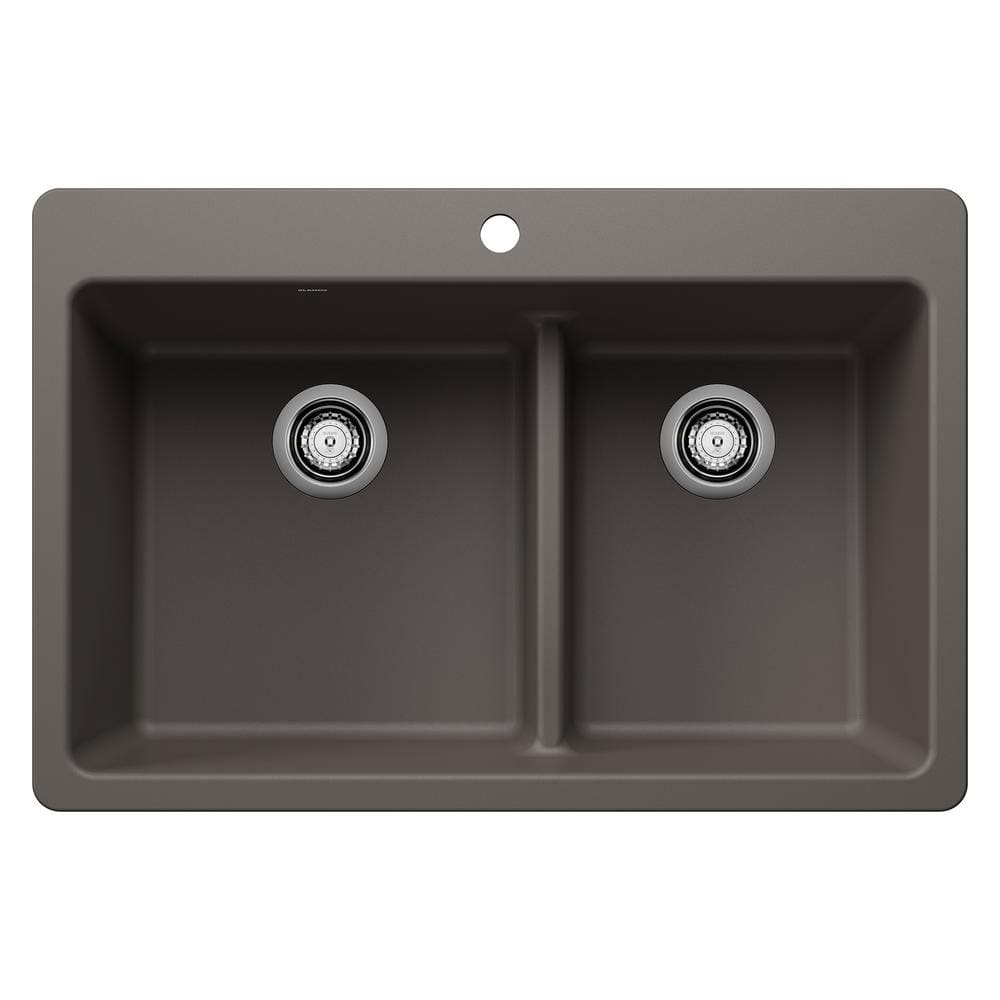 Liven SILGRANIT 33 in. Drop-In/Undermount Double Bowl Granite Composite Kit