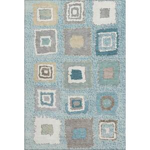 Mayfield Premium Machine Washable Abstract AMF2014 Teal 5 ft. x 7 ft. 6 in. Area Rug
