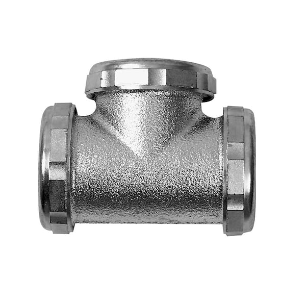 Dearborn Brass 1-1/2 in. 20-Gauge Chrome-Plated Brass Sink Drain Center Outlet Waste Slip-Joint Tee