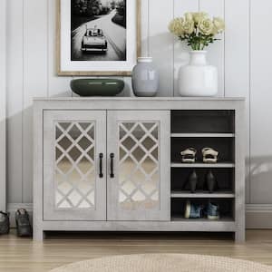 Millicent 30 in. H x 44.3 in. W Dusty Gray Oak 2 Door Shoe Storage Cabinet with Shelves