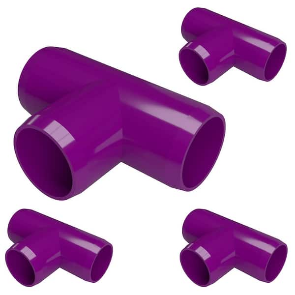 Formufit 1-1/4 in. Furniture Grade PVC Tee in Purple (4-Pack)