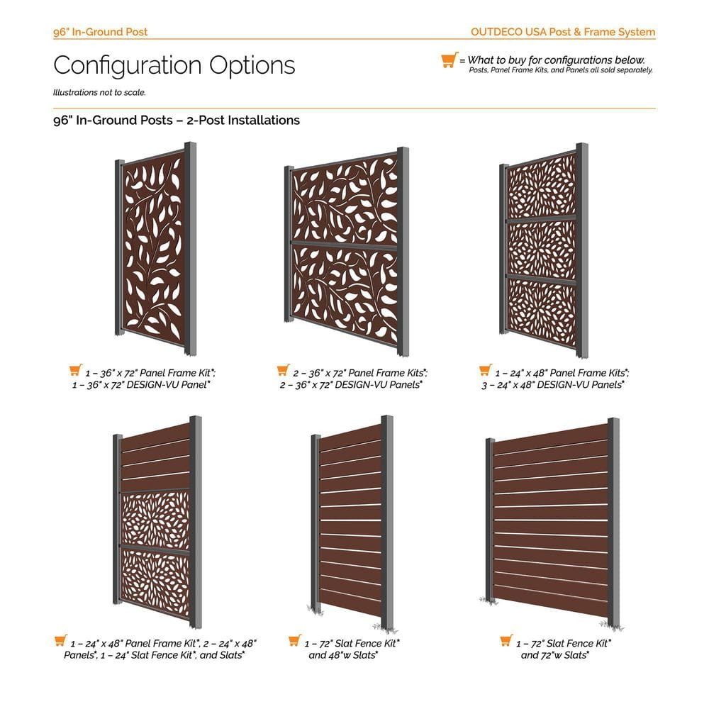 Black Metal 96" Privacy Fence Post System with Welded Base Plates