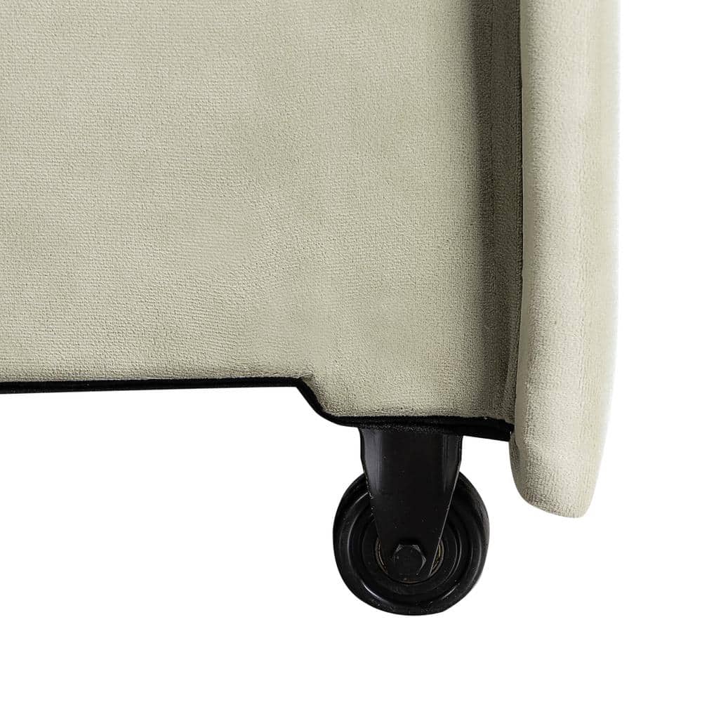 Sage Green Velvet Full Sleeper Loveseat with Wood Legs