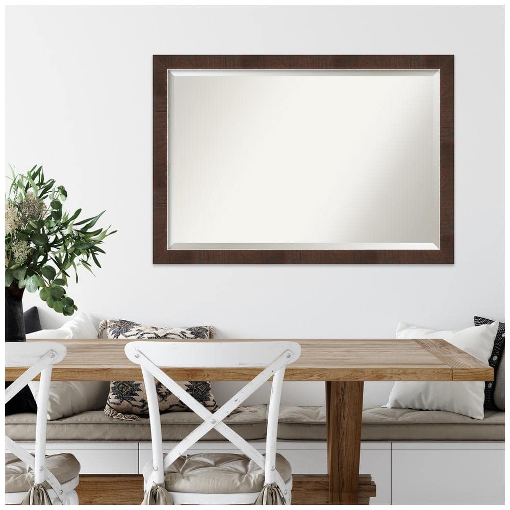 Rectangular Silver and Wood Framed Wall Mirror 46" x 34"