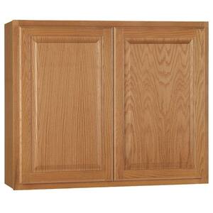 Hampton Wall Kitchen Cabinets in Medium Oak - Kitchen - The Home Depot