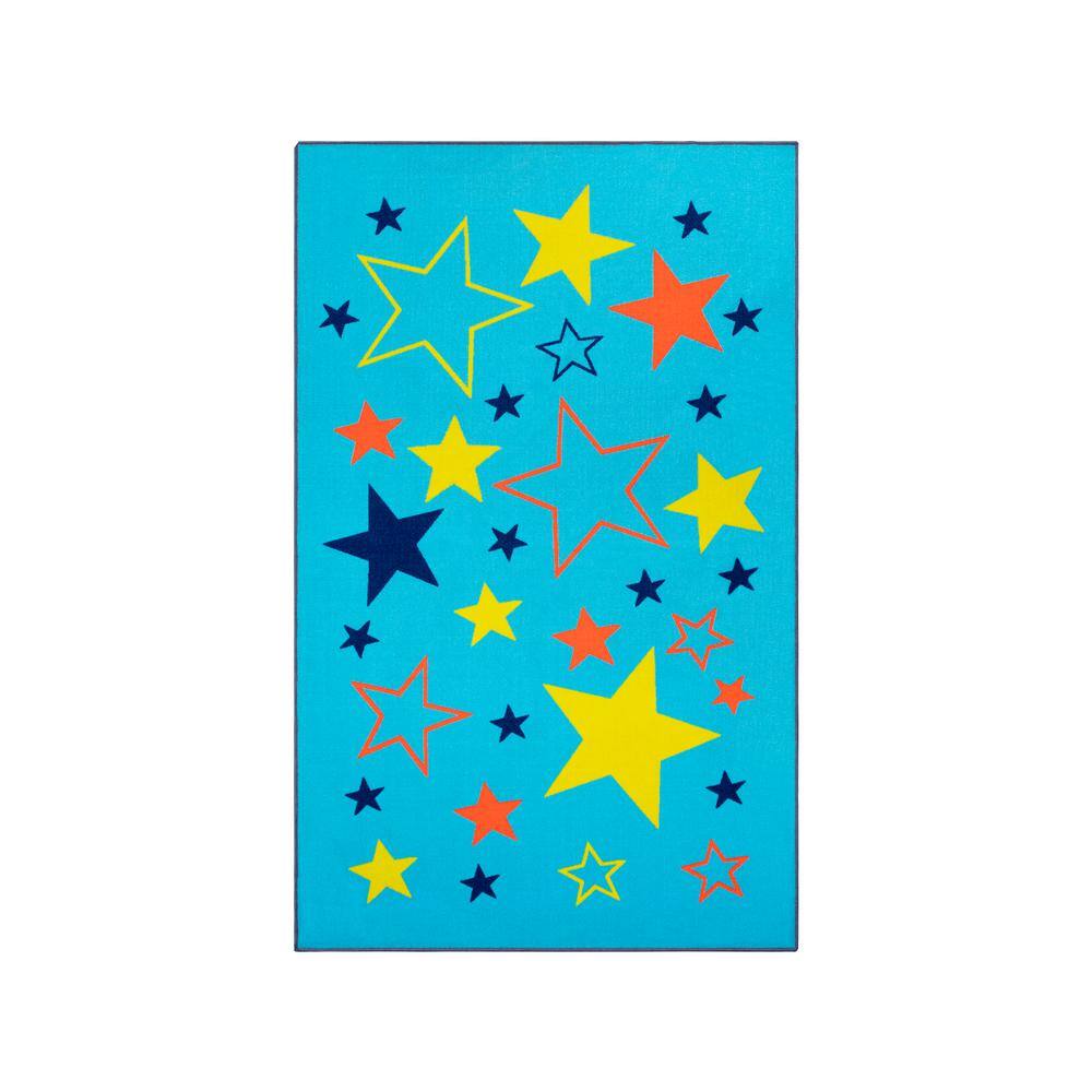 All-Star Blue 2 ft. x 3 ft. Non-Slip Modern Kids Nylon Area Rug price history on PriceWatchPro