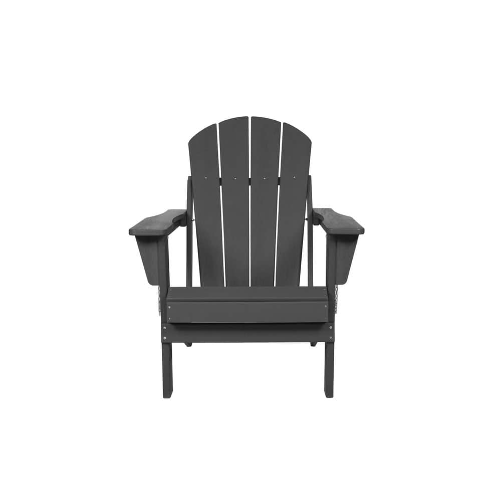 Black Lounge Folding Adirondack Chair Set with Side Table, 3-Piece Composite Wood Texture for Patio and Garden price history on PriceWatchPro