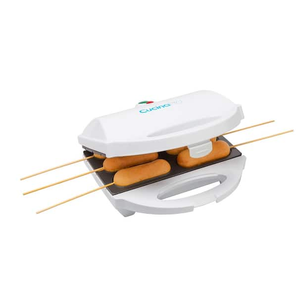 CucinaPro 80 sq. in. White Corn Dog Maker with Lid