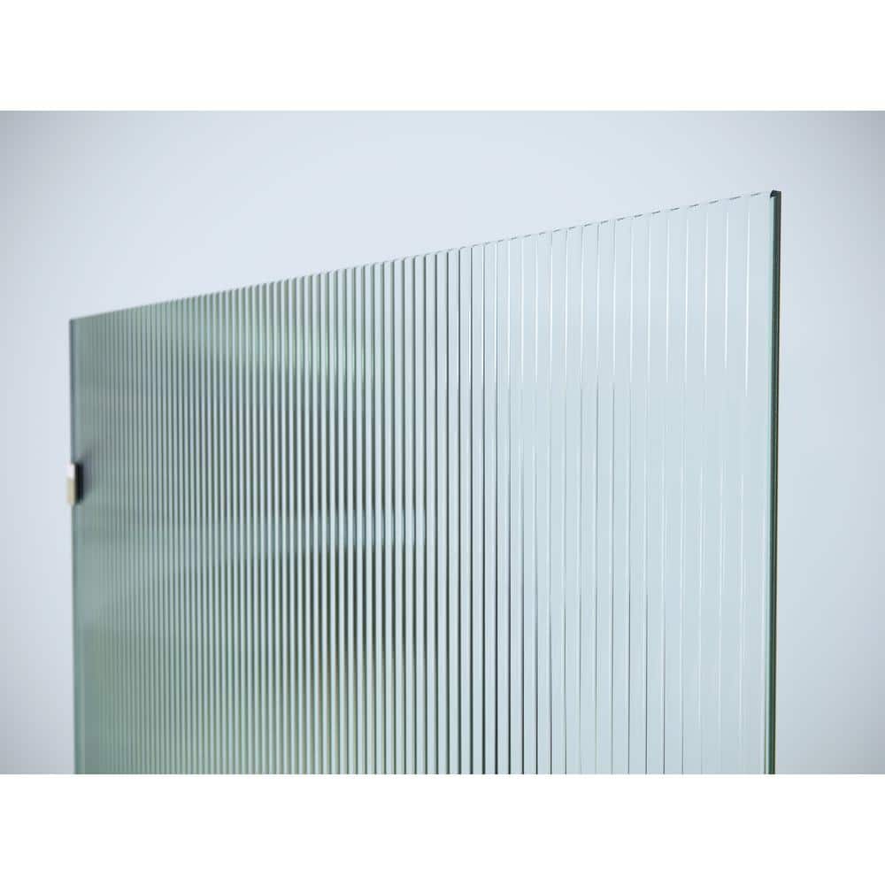 78 in. x 40 in. Frameless Fluted Glass Shower Panel with Polished Chrome Finish