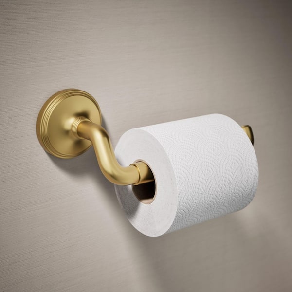 Paces Wall Mounted Toilet Paper Holder in Vibrant Brushed Moderne Brass