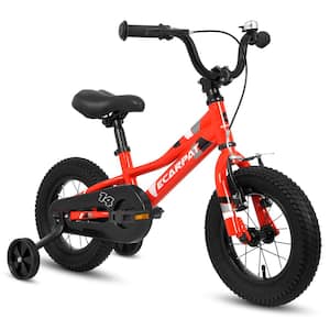 Red Kids' Bike 14 in. Wheels 1-Speed Boys Girls Child Bicycles for 3-5-Years W/Removable Training Wheels Baby Toys