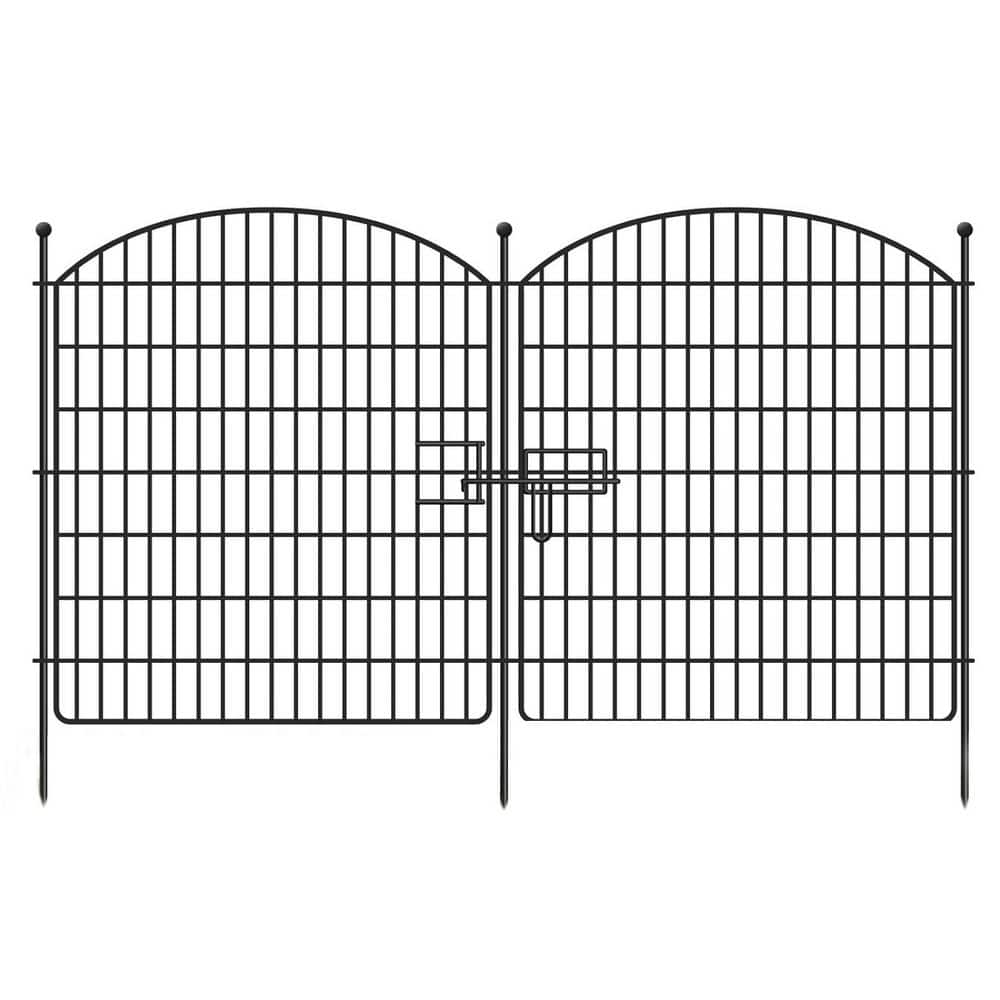 32 in. Rustproof Metal Wire Garden Fence with Gate Decorative Dog Fence Outdoor Tall Animal Barrier price history on PriceWatchPro