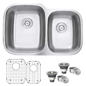 32 in. 60/40 Undermount 16-Gauge Stainless Steel Double Bowl Kitchen Sink