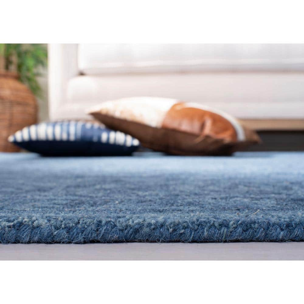 Hand-Tufted Navy Blue Wool 7' Square Area Rug
