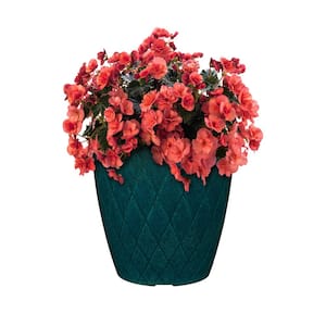 Mandy 12 in. Teal Speckle Resin Planter