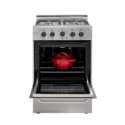 Prestige 24 in. 2.3 cu. ft. Gas Range with Convection Oven and Sealed Burners in Stainless Steel