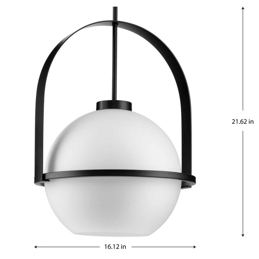 Matte Black Nickel LED Globe Pendant Light with Glass Shade