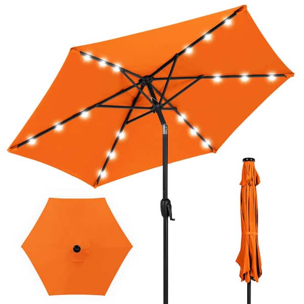 Best Choice Products 7.5 ft. Outdoor Market Solar Tilt Patio Umbrella w/LED Lights in Orange