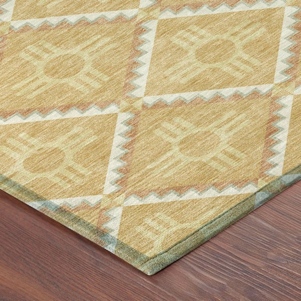 Chantille Machine Washable Indoor/Outdoor Abstract ACN2686 Gold 2 ft. x 3 ft. Accent Rug