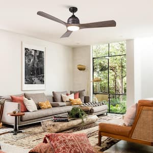 54 in. Integrated LED Indoor Oil Rubbed Bronze Ceiling Fan with Light, Remote Control and Reversible Motor