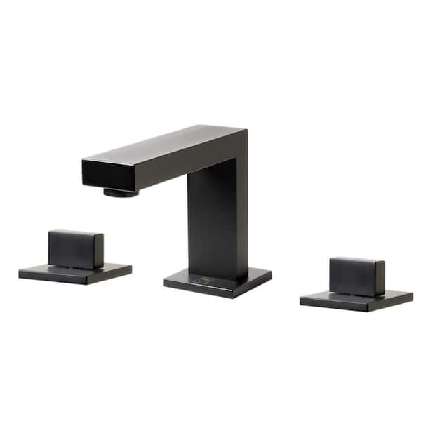 ALFI BRAND 8 in. Widespread Double Handle Bathroom Faucet in Matte Black