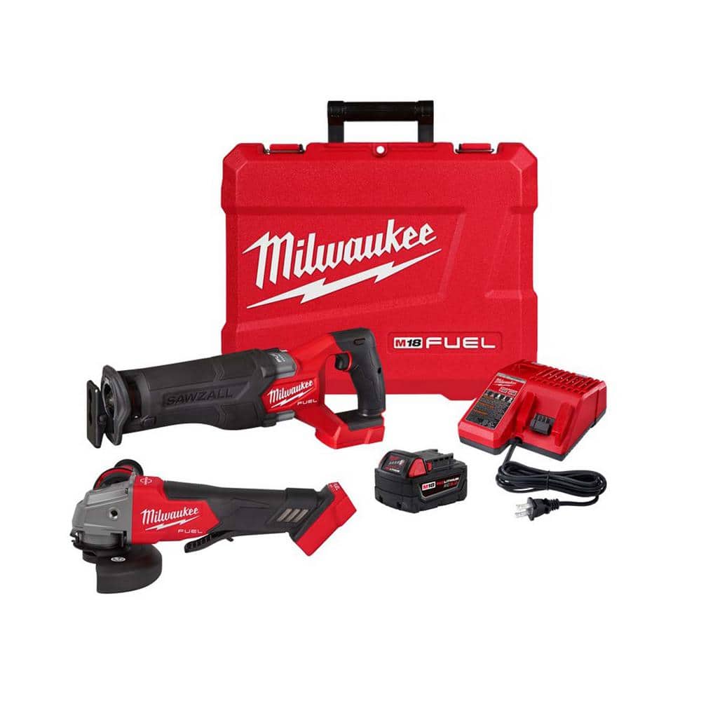 Milwaukee M18 FUEL 18V Lithium-Ion Brushless Cordless SAWZALL Reciprocating  Saw Kit W/M18 FUEL Grinder 2821-21-2880-20 The Home Depot