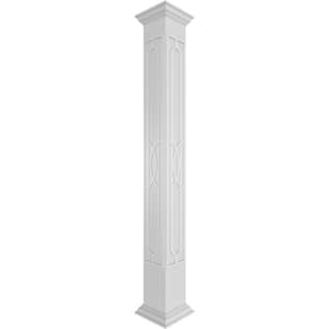 11-5/8 in. x 9 ft. Premium Square Non-Tapered Calico Fretwork PVC Column Wrap Kit with Crown Capital and Base