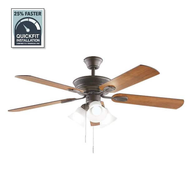 Hampton Bay Glendale III 52 in. LED Indoor Oil Rubbed Bronze Ceiling Fan with Light and Pull Chains