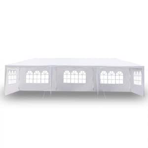 30 ft. x 10 ft. White Wedding Party Tent Outdoor Canopy Tent with 5-Side Walls